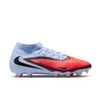 Nike Phantom 6 High Academy Gazon Naturel Artificiel Chaussures de Foot (MG) Bleu Clair Rouge Vif Noir