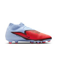 Nike Phantom 6 High Academy Gazon Naturel Artificiel Chaussures de Foot (MG) Bleu Clair Rouge Vif Noir