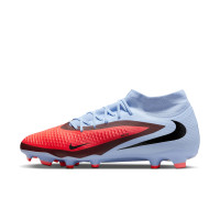 Nike Phantom 6 High Academy Gazon Naturel Artificiel Chaussures de Foot (MG) Bleu Clair Rouge Vif Noir