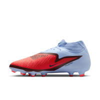 Nike Phantom 6 High Academy Gazon Naturel Artificiel Chaussures de Foot (MG) Bleu Clair Rouge Vif Noir
