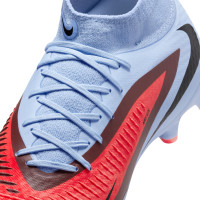 Nike Phantom 6 High Academy Gazon Naturel Artificiel Chaussures de Foot (MG) Bleu Clair Rouge Vif Noir