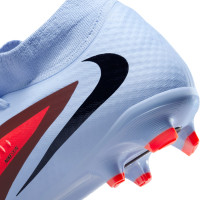 Nike Phantom 6 High Academy Gazon Naturel Artificiel Chaussures de Foot (MG) Bleu Clair Rouge Vif Noir