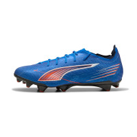 PUMA Ultra 6 Ultimate Carbon Gazon Naturel Chaussures de Foot (FG) Bleu Blanc Rouge Vif