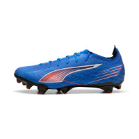 PUMA Ultra 6 Ultimate Carbon Gazon Naturel Chaussures de Foot (FG) Femmes Bleu Blanc Rouge Vif