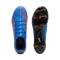 PUMA Ultra 6 Ultimate Carbon Gazon Naturel Chaussures de Foot (FG) Femmes Bleu Blanc Rouge Vif
