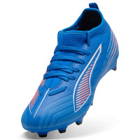 PUMA Ultra 6 Match Gazon Naturel Artificiel Chaussures de Foot (MG) Enfants Bleu Blanc Rouge Vif