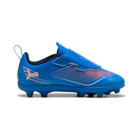 PUMA Ultra 6 Play Velcro Gazon Naturel Chaussures de Foot (MG) Enfants Bleu Blanc Rouge Vif