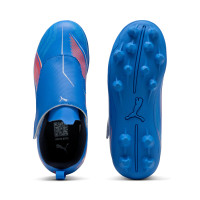 PUMA Ultra 6 Play Velcro Gazon Naturel Chaussures de Foot (MG) Enfants Bleu Blanc Rouge Vif