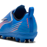 PUMA Ultra 6 Play Velcro Gazon Naturel Chaussures de Foot (MG) Enfants Bleu Blanc Rouge Vif