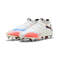 PUMA Future 8 Ultimate Crampons Vissés Chaussures de Foot (SG) Blanc Rouge Vif Bleu