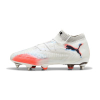 PUMA Future 8 Ultimate Crampons Vissés Chaussures de Foot (SG) Blanc Rouge Vif Bleu