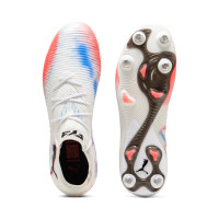PUMA Future 8 Ultimate Crampons Vissés Chaussures de Foot (SG) Blanc Rouge Vif Bleu