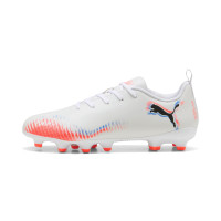 PUMA Future 8 Play Gras / Kunstgras Voetbalschoenen (MG) Kids Wit Felrood Blauw
