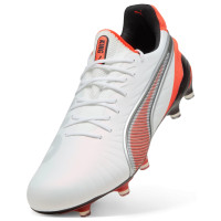PUMA King Ultimate Gras / Kunstgras Voetbalschoenen (MG) Wit Felrood Zwart