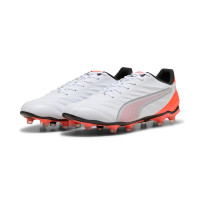 PUMA King Pro Gazon Naturel Gazon Artificiel Chaussures de Foot (MG) Blanc Rouge Vif Bleu