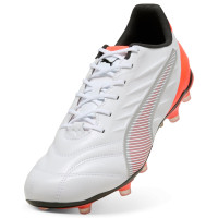 PUMA King Pro Gazon Naturel Gazon Artificiel Chaussures de Foot (MG) Blanc Rouge Vif Bleu