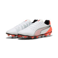 PUMA King Match Gazon Naturel Gazon Artificiel Chaussures de Foot (MG) Blanc Rouge Vif Bleu