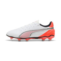 PUMA King Match Gazon Naturel Gazon Artificiel Chaussures de Foot (MG) Blanc Rouge Vif Bleu