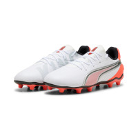 PUMA King Match Gras / Kunstgras Voetbalschoenen (MG) Kids Wit Felrood Zwart