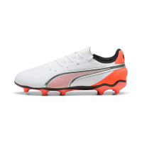 PUMA King Match Gras / Kunstgras Voetbalschoenen (MG) Kids Wit Felrood Zwart