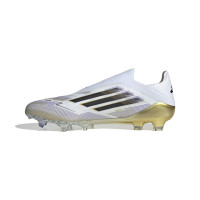 adidas F50 Elite Sans Lacets Gazon Naturel Chaussures de Foot (FG) Blanc Noir Doré
