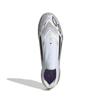 adidas F50 Elite Sans Lacets Gazon Naturel Chaussures de Foot (FG) Blanc Noir Doré