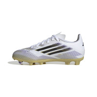 adidas F50 League Gazon Naturel Gazon Artificiel Chaussures de Foot (MG) Enfants Blanc Noir Doré