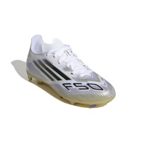 adidas F50 League Gazon Naturel Gazon Artificiel Chaussures de Foot (MG) Enfants Blanc Noir Doré