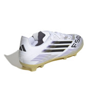 adidas F50 League Gazon Naturel Gazon Artificiel Chaussures de Foot (MG) Enfants Blanc Noir Doré
