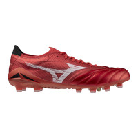 Mizuno Morelia Neo IV Beta Elite Gazon Naturel Chaussures de Foot (FG) Rouge Argenté Noir