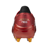 Mizuno Morelia Neo IV Beta Elite Crampons Vissés Chaussures de Foot (SG) Rouge Argenté Noir