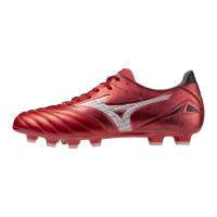 Mizuno Morelia Neo IV Pro Gazon Naturel Chaussures de Foot (FG) Rouge Argenté Noir