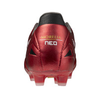 Mizuno Morelia Neo IV Pro Gazon Naturel Chaussures de Foot (FG) Rouge Argenté Noir
