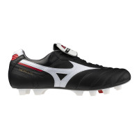 Mizuno Morelia II Japan Gazon Naturel Artificiel Chaussures de Foot (MG) Noir Blanc Rouge