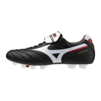 Mizuno Morelia II Japan Gazon Naturel Artificiel Chaussures de Foot (MG) Noir Blanc Rouge