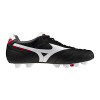 Mizuno Morelia II Elite Gazon Naturel Artificiel Chaussures de Foot (MG) Noir Blanc Rouge