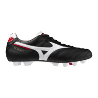 Mizuno Morelia II Elite Gazon Naturel Artificiel Chaussures de Foot (MG) Noir Blanc Rouge