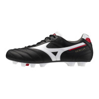 Mizuno Morelia II Elite Gazon Naturel Artificiel Chaussures de Foot (MG) Noir Blanc Rouge