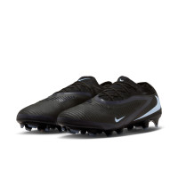 Nike Phantom 6 Low Pro Gazon Naturel Chaussures de Foot (FG) Noir Bleu Clair