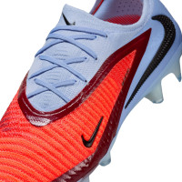 Nike Phantom 6 Low Elite Gras Voetbalschoenen (FG) Lichtblauw Felrood Zwart