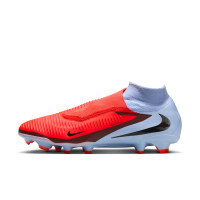 Nike Phantom 6 High Pro Gazon Naturel Chaussures de Foot (FG) Bleu Clair Rouge Vif Noir