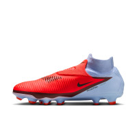 Nike Phantom 6 High Pro Gazon Naturel Chaussures de Foot (FG) Bleu Clair Rouge Vif Noir