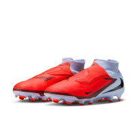 Nike Phantom 6 High Pro Gazon Naturel Chaussures de Foot (FG) Bleu Clair Rouge Vif Noir