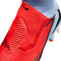 Nike Phantom 6 High Pro Gazon Naturel Chaussures de Foot (FG) Bleu Clair Rouge Vif Noir