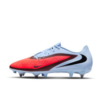 Nike Phantom 6 Low Academy Crampons Vissés Chaussures de Foot (SG) Anti-Clog Bleu Clair Rouge Vif Noir