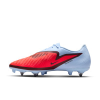Nike Phantom 6 Low Academy Crampons Vissés Chaussures de Foot (SG) Anti-Clog Bleu Clair Rouge Vif Noir