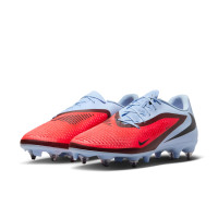 Nike Phantom 6 Low Academy Crampons Vissés Chaussures de Foot (SG) Anti-Clog Bleu Clair Rouge Vif Noir