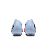 Nike Phantom 6 Low Academy Crampons Vissés Chaussures de Foot (SG) Anti-Clog Bleu Clair Rouge Vif Noir