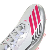 adidas F50 Messi Pro Gras Voetbalschoenen (FG) Wit Zilver Rood