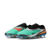 Nike Phantom 6 Low Elite Édition Limitée Gazon Naturel Chaussures de Foot (FG) Noir Turquoise Argenté